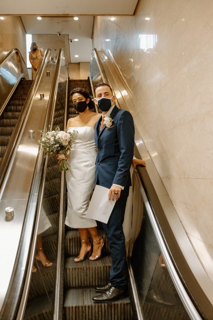 Bride and groom in Chicago City Hall for elopement