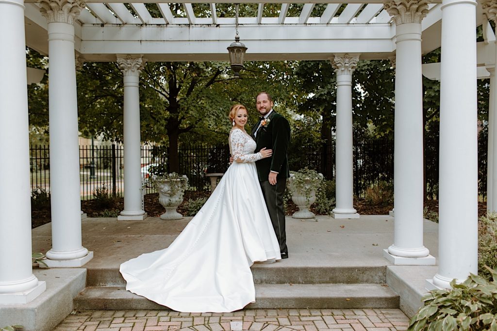 Bride and groom at their Jacob Henry Mansion wedding