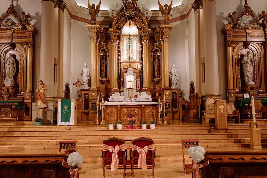 Lady of Tepeyac church in Chicago set up for a wedding